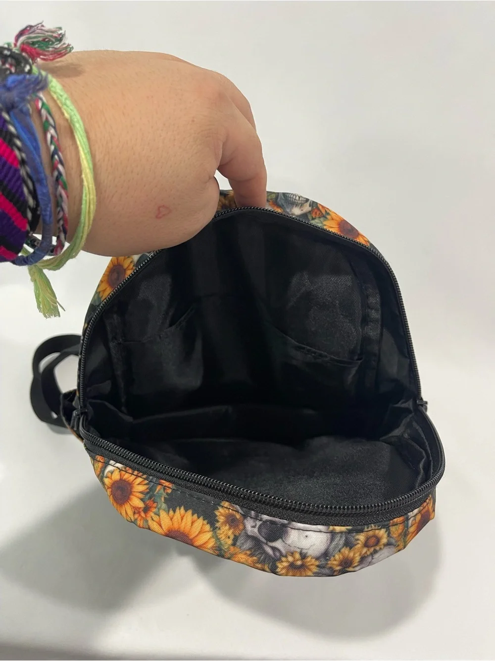 Sunflower Skull Print Mini Backpack